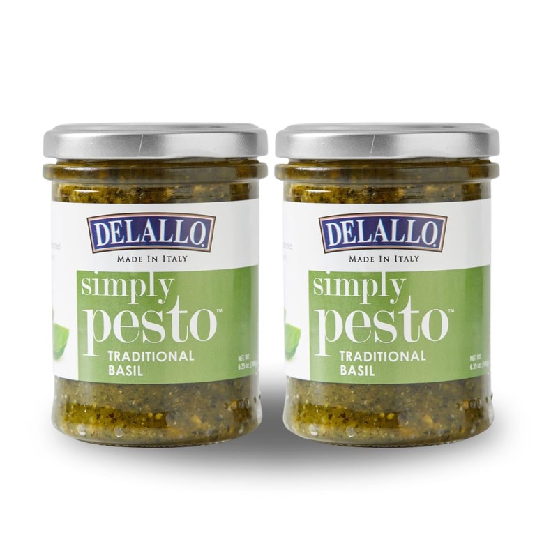 DeLallo Traditional Basil Pesto, Made in Italy, Gourmet Spread, Ready