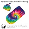 Tie Dye Colorful Rainbow Newborn Swaddle Blankets Beanie Hat Sets