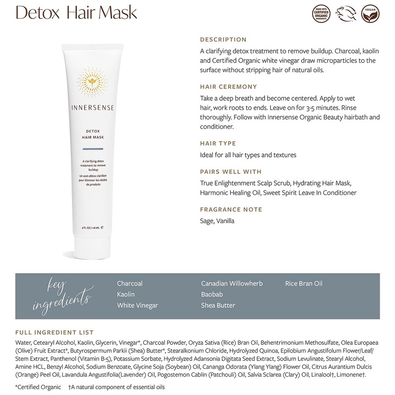 Innersense Organic Beauty - Natural Detox Hair Mask | Clean,