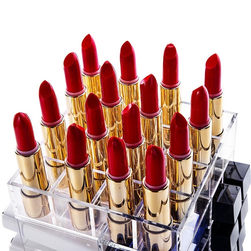 HBlife Lipstick Holder, Acrylic Rotating 64 Lipstick Tower Organizer Spinning