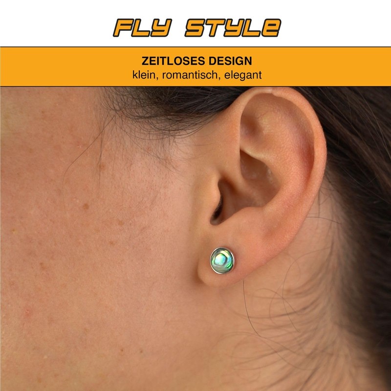 Fly Style Stud Earrings 925 Silver – Abalone Shell Stud