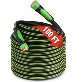 WORKPRO Hybrid Garden Hose 5/8 in.x 100ft, Water Hose Heavy Duty, Flexible, Lightweight Hybrid Rubber Hose with Swivel Handle, 3/4" Solid Brass Fittings, Outdoor Watering Hose for Lawn, Garden & Yard