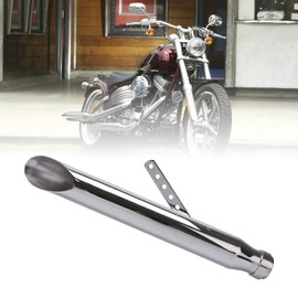 Tesmirror Universal Motorcycle Stainless Steel Slash Cut Exhaust Tip Exhaust Pipe Muffler for Chopper Cafe Racer Silencer (one piece)