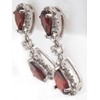 GM Sterling Silver Women's Genuine Garnet Tear Drop Diamond Earrings