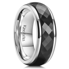 King Will - Anillo giratorio de acero inoxidable de 8 mm, color negro y plateado, anillo de ansiedad para hombres, llave griega cepillada, patrón vikingo, números romanos, anillo para aliviar el