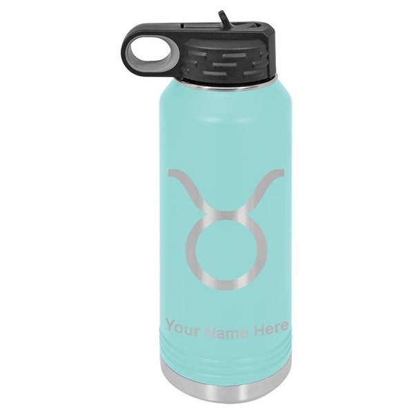 LaserGram Personalized Water Bottle, Zodiac Sign Taurus, Stainless Steel Double