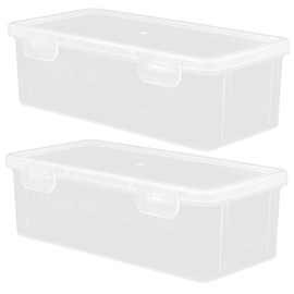 COLLBATH 2pcs Plastic Organizer Box Multi Functional Storage Bin for Makeup Brushes Pencils and Items for Home and Office Use Lid Design for Dust Protection