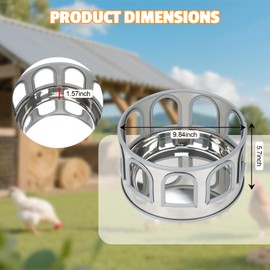 5 Gallon Chicken Waterer Base for Farm, Stainless Steel Poultry Automatic Drinker Waterer Base with 9 Guarded Drinking Ports for Chickens, Ducks, Geese, Pigeons (Bucket Not Included)