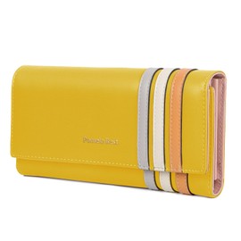 Womens Wallet, RFID Blocking Leather Wallet with Multiple Card Slots and Cellphone Compartment for Women, Yellow