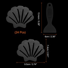 HARFINGTON 24pcs Non Slip Bathtub Stickers Bath Shower Floor 3.7" Anti-Slip Adhesive Sticker Tape Seashell Style Decals with Scraper for Bathroom Kitchen Bathtub Treads Stairs, Transparent