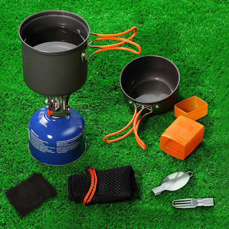 Outdoor Camping Hiking Cookware with Mini Camping Piezoelectric Ignition Stove