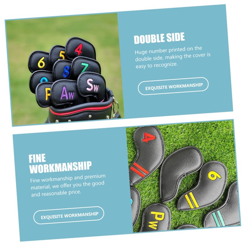 SUPVOX 9Pcs Colorful Club Covers PU Putter Head Covers for