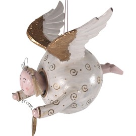 GURU SHOP Thick Floating Angel, Guardian Angel, White, Colour: White, 18 x 18 x 18 cm, Christmas Decoration