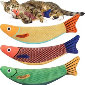 Cat Toys Saury Fish, 3 Pack, Catnip Crinkle Sound, Soft and Durable, Interactive Kitten Kicker for Indoor Kitty Exercise 9.4 Inches for All Breeds