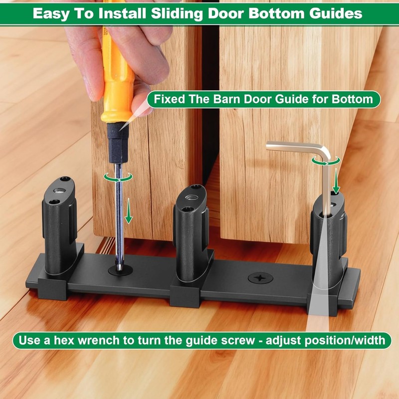 3-Roller Adjustable Sliding Closet Door Floor Guide Upgrade Kit