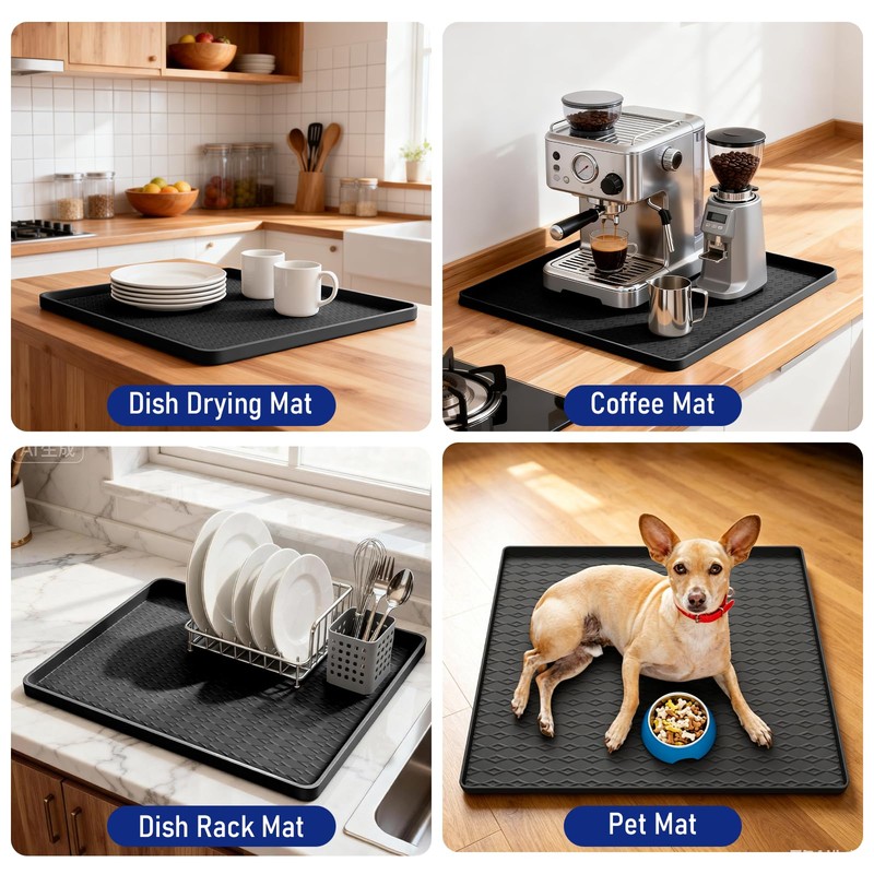 Humidifier Drip Mat -19.7''x19.7''x0.59'' Silicone Dehumidifier Mat, Waterproof Humidifier Tray