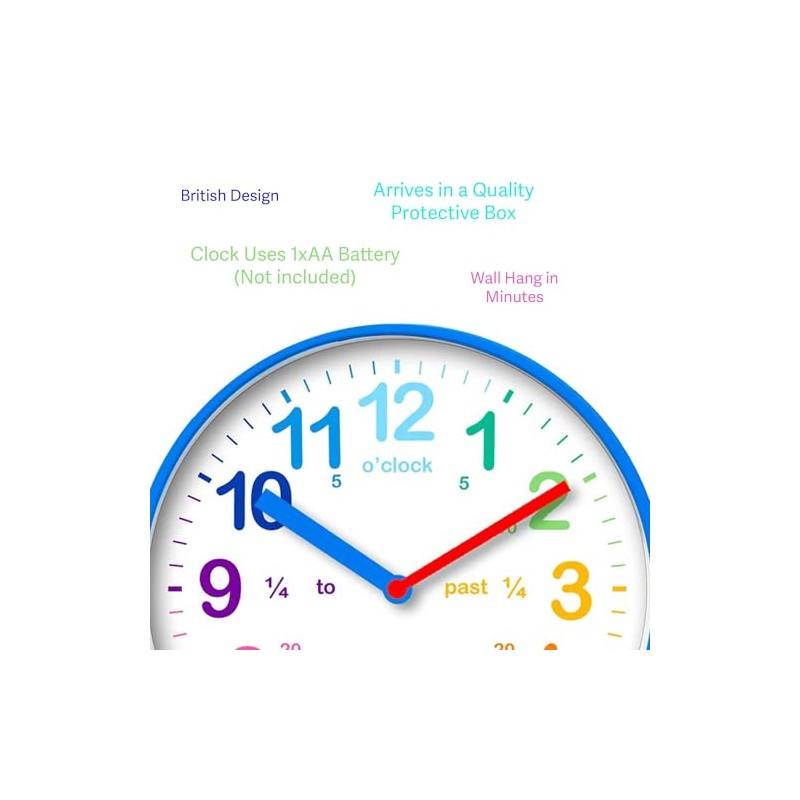 Beyond Happy Educational Kids Wall Clock - Colourful Silent Clock