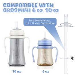 4 Pack Replacement Straw and 2 pack Straw Brush Compatible with Grosmimi Straw Cup Stage2, Silicone Straw kit Replacements Soft Silicone Straws, No Spill BPA Free