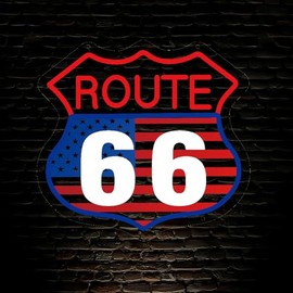 Route 66 Neon Sign, LED Light Room Decor, for Bedroom Living Room Gaming Room Man Cave Home Party Birthday Gift for Family Friends Kids 13.5 * 12.8 in