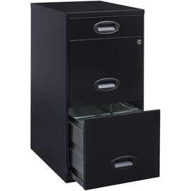 Pemberly Row 3 Drawer Metal File Cabinet with Pencil Drawer Black