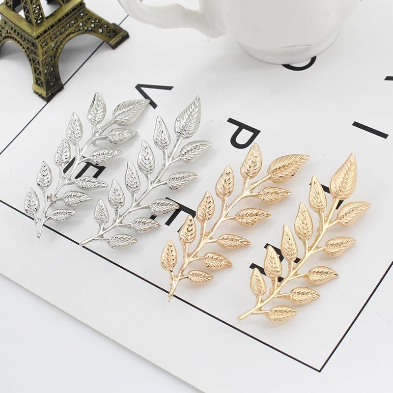 coadipress Gentlemen Gold Silver Leaf Brooches Simple Elegant Retro Double
