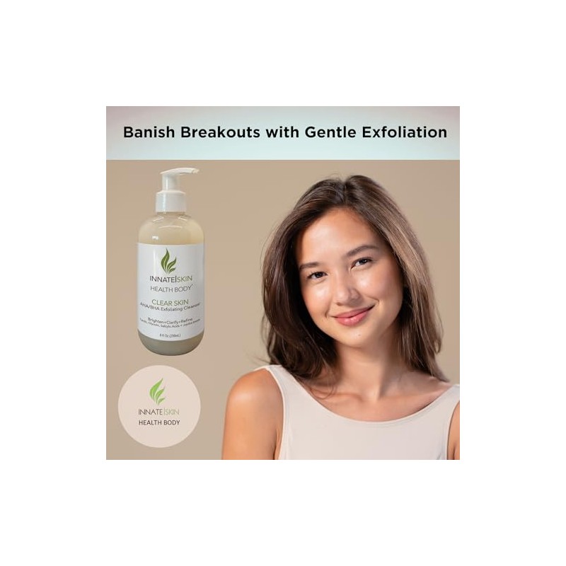 Clear Skin AHA/BHA Exfoliating Cleanser (8 oz) - Gentle Acne