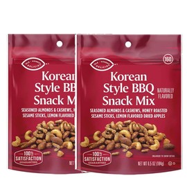 Korean Style BBQ Trail Mix: Seasoned Almonds & Cashews, Honey Roasted Sesame Sticks, Lemon Flavored Dried Apples, Sweet Spicy Snack Snacking Food Treat, 2 Nice 6.5oz Bags