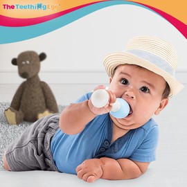 The Teething Egg and Grippie Stick - Baby Development Teething Toys 3, 4, 6, 12 Up to 18 Months Old Boy or Girl, Sensory Toys, A Baby Registry Must Have Teether, Gray