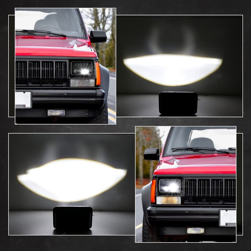 BESTZHEYU 4PCS 4x6'' LED Headlights for Kenworth T800 W900 Freightliner
