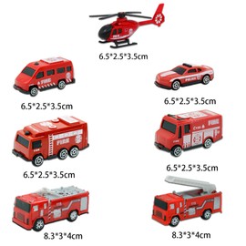 LAPONO Fire Engine Set of 7 Toy Fire Brigade Toy Fire Trucks Fire Brigade Car Toy Alloy Models Cars Fire Brigade Toy Car Vehicles Helicopter Rescue Vehicle for Children