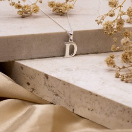 Tuscany Silver Women's Sterling Silver Initial D Pendant on Curb Chain of Length 46 cm/18 Inch