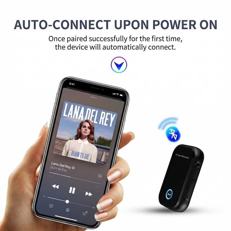 Bluetooth AUX Adapter for Car,3.5mm Wireless Receiver,AUX Bluetooth Car Adapter,Hands-Free