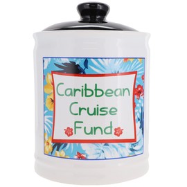Cottage Creek Caribbean Cruise Fund Piggy Bank, Cruise Essentials Candy Jar, Vacation Fund Travel Jar