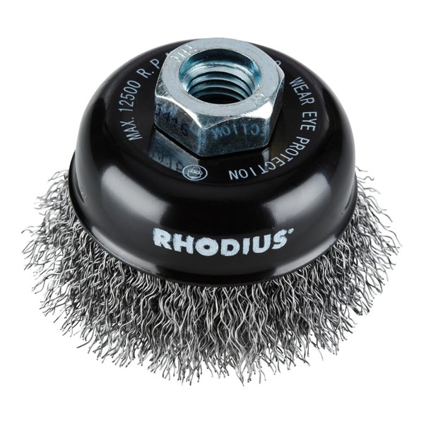 Rhodius Steel Cup Brush STBW with Corrugated Steel Wire for