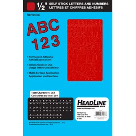 Headline Sign 31813 Stick-On Vinyl Letters and Numbers, Red, 1/2-Inch