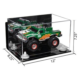 Better Display Cases Acrylic Versatile Display Case - Medium Rectangle Box with Mirror Case, White Risers, Wall Mount and Clear Base 12" x 8.25" x 7.25" (A018/V40)