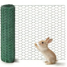 Chicken Wire for Floral Arrangements, 15.7"x157" Green PVC Coated Mesh