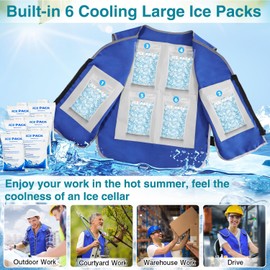 Cooling Vest with 20Pcs Ice Packs - Body Cool Vest for Men Women Adjustable Cold Jacket for Hot Weather