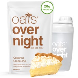 Oats Overnight Coconut Cream Pie - Overnight Oats with 20g Whey Protein, High Fiber Breakfast Protein Shake - Gluten Free Oatmeal, Non GMO High Protein Oatmeal (2.8 oz per Meal) (16 Pack)