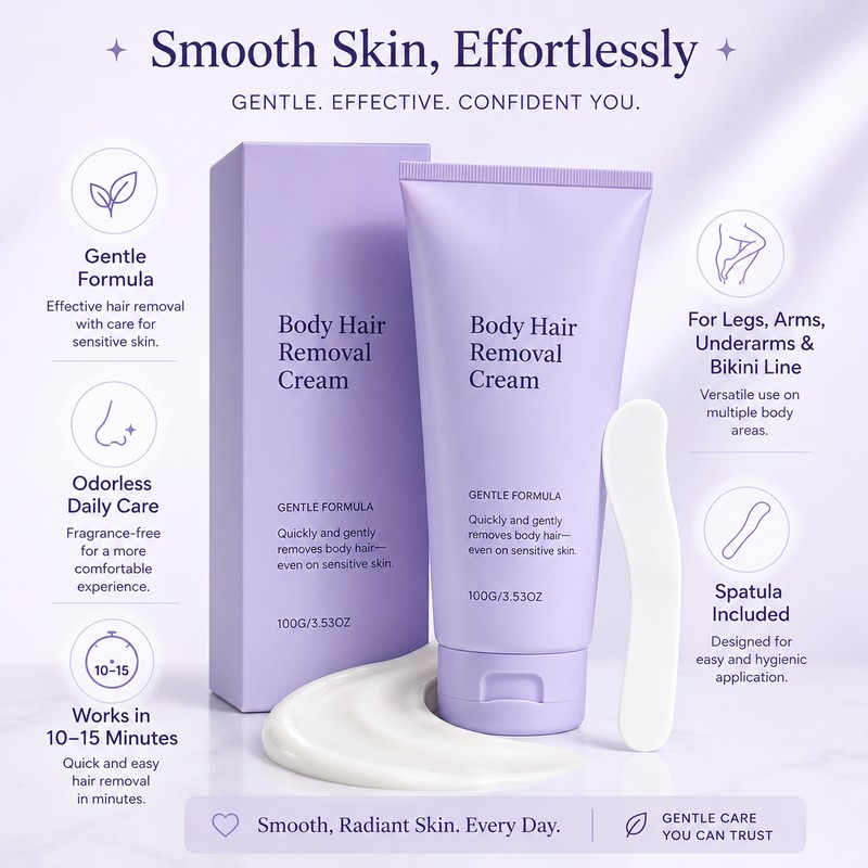 Body Hair Removal Cream for Women – Gentle Fast-Action Depilatory