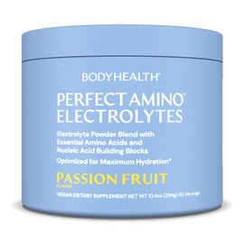BodyHealth PerfectAmino Electrolytes Powder, Hydration Powder, Sugar Free Electrolyte Drink Mix, Keto Electrolytes Powder, Non GMO, Passion Fruit Flavor (60 Servings)