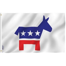 Anley Fly Breeze 3x5 Foot Democratic Party Flag - Vivid Color and Fade Proof - Canvas Header and Double Stitched - Democrat Donkey Flags Polyester with Brass Grommets 3 X 5 Ft
