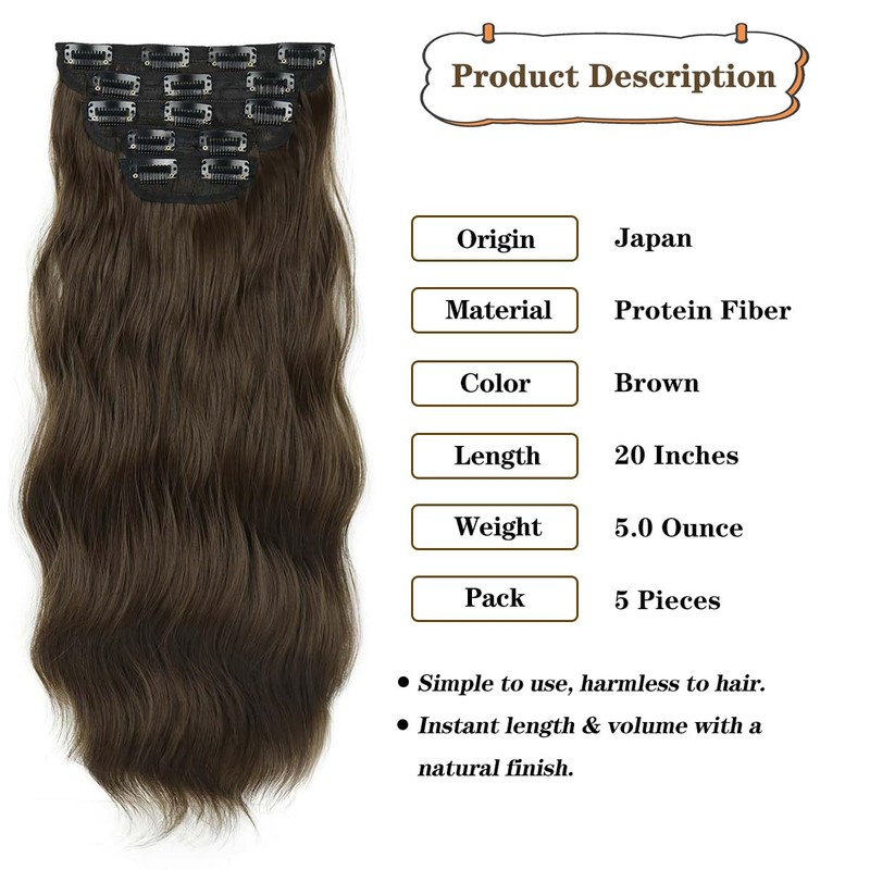 Brown Wavy Clip-in Hair Extensions for Halloween & Christmas Parties