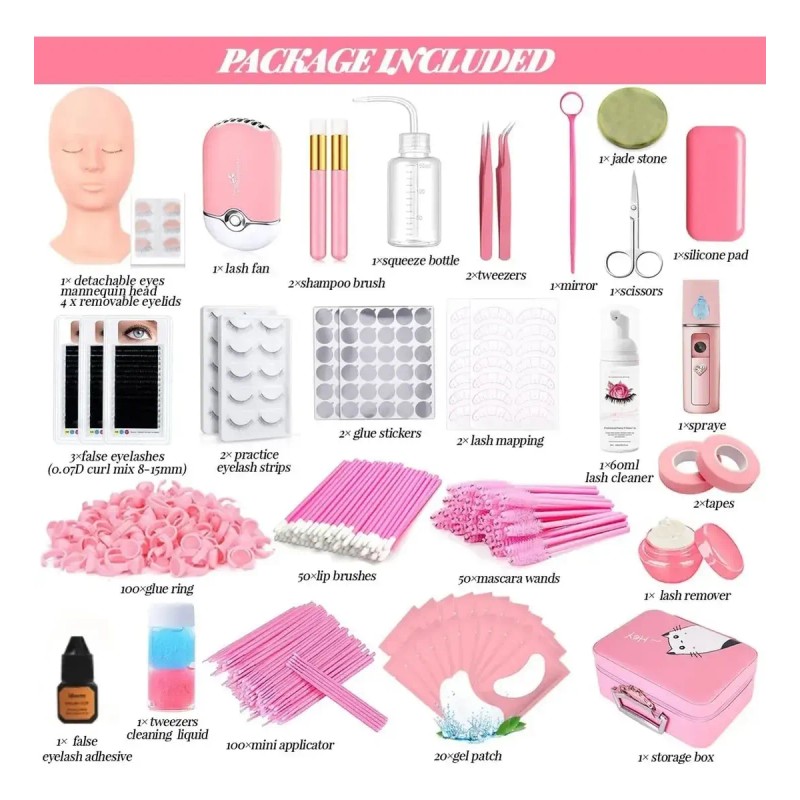 Kit Pestanas Practica Extension Pestañas 1x1 Profesional