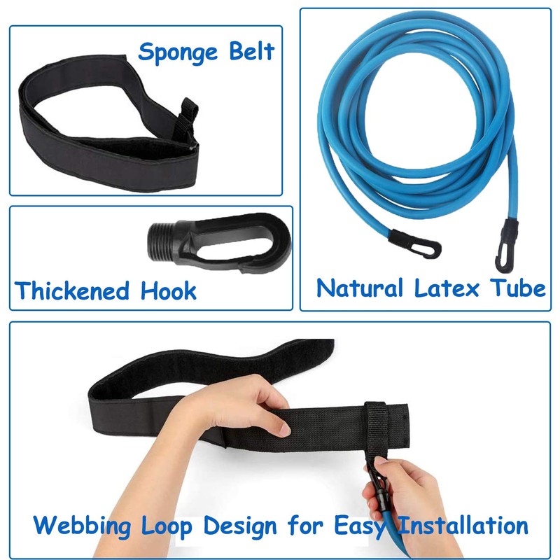 Swimming Belt Adjustable Swimming Resistance Belt Pool Swimming Training Bungee