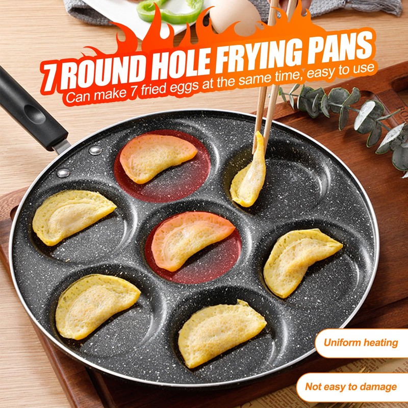 Goldmeet 7-Cup Egg Pancake Pan, Nonstick Breakfast Omelet Skillet, Aluminium