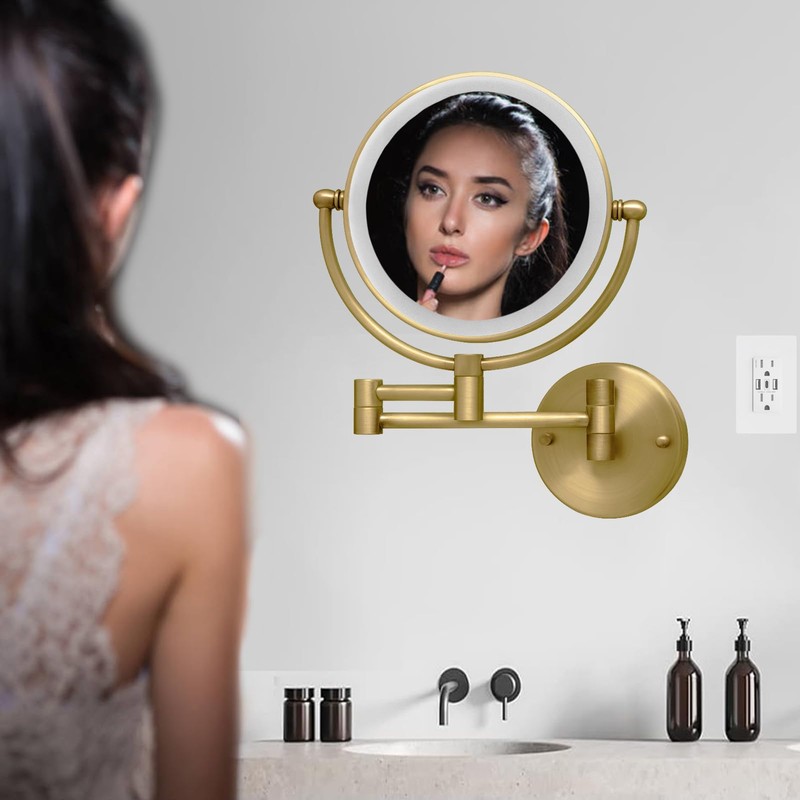 Wall Mounted Makeup Mirror with Light and Magnification, 7W Higher
