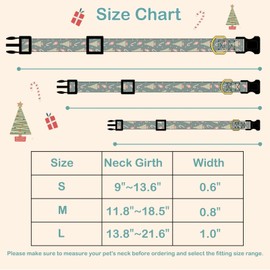 Cotton Christmas Dogs Collar with Bow Tie Green Dog Collars for Girl Female Boy Male Small Medium Large Dogs Christmas Trees Charm S