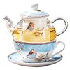 Jusalpha Glass Teapot with a Fine China Infuser Strainer, Cup