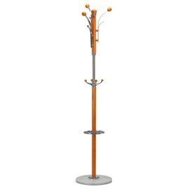 Cortesi Home Alpine Light Chrome and Natural Wood Coat Rack, Light Marble